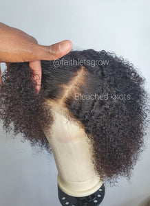 Kinky curly 13x4 Lace Front wig Pre-plucked, Bleacked Knots 12inch 150%Density