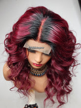 Load image into Gallery viewer, Stella 4x4 lace closure 16&quot; layered deep Burgundy dark rooted Pre-plucked