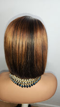 Load image into Gallery viewer, 13x4 lacefront wig pre plucked bleached knots 10iches bob cut straight brazillian hair