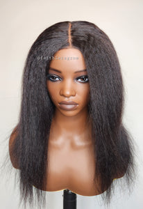 Silk-top 4x4 lace-closure Brazilian hair glueless wig 16-inch yaki straight texture