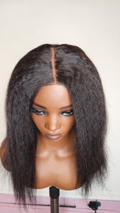 Silk-top 4x4 lace-closure Brazilian hair glueless wig 16-inch yaki straight texture