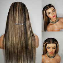 Load image into Gallery viewer, Balayage Wig Human Hair Transparent Lace Highlight  20inch 13x4 Lace Frontal Wigs Brazilian
Straight Lace Frontal Wigs