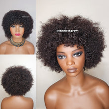 Load image into Gallery viewer, Kinky curly 8inch bangs wig brazilian hair