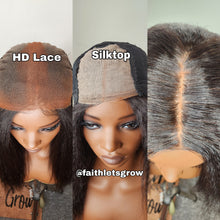 Load image into Gallery viewer, Silk-top 4x4 lace-closure Brazilian hair glueless wig 16-inch yaki straight texture