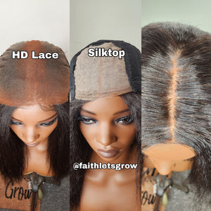 Silk-top 4x4 lace-closure Brazilian hair glueless wig 16-inch yaki straight texture