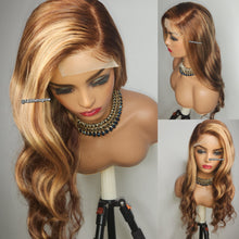 Load image into Gallery viewer, Highlight  Body Wave 4x4 Transparent Lace 24-inch Wig Ombre Blonde