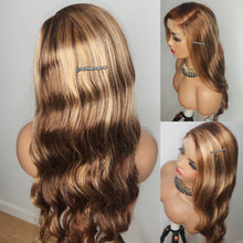 Load image into Gallery viewer, Highlight  Body Wave 4x4 Transparent Lace 24-inch Wig Ombre Blonde