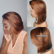 Load image into Gallery viewer, 13x4 lacefront wig pre plucked bleached knots 10iches bob cut straight brazillian hair