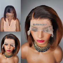 Load image into Gallery viewer, 13x4 lacefront wig pre plucked bleached knots 10iches bob cut straight brazillian hair