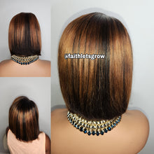 Load image into Gallery viewer, 13x4 lacefront wig pre plucked bleached knots 10iches bob cut straight brazillian hair