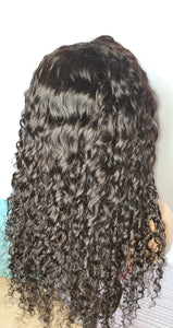 Deep wave 26inch peruvian hair 4x4 lace -closure glue less wig 250% density pre-plucked free parting