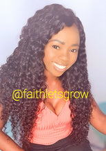 Load image into Gallery viewer, Deep wave 26inch peruvian hair 4x4 lace -closure glue less wig 250% density pre-plucked free parting