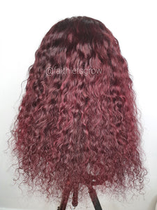 Danita, 4x4 Laceclosure Wig,  Peruvian Hair, Pre-Plucked With Baby Hair  200% density 1B /Burgundy