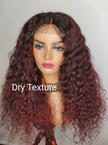 Danita, 4x4 Laceclosure Wig,  Peruvian Hair, Pre-Plucked With Baby Hair  200% density 1B /Burgundy