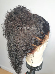 Kinky curly 13x4 Lace Front wig Pre-plucked, Bleacked Knots 12inch 150%Density