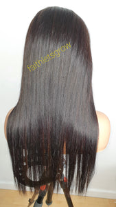 6x6 Lace-closure glue-less  wig  20" straight layered virgin brazillian hair