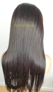 6x6 Lace-closure glue-less  wig  20" straight layered virgin brazillian hair