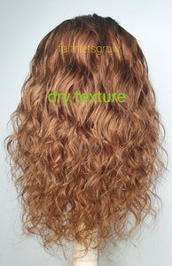 Short Curly Human Hair 4x4 lace closure glue less wig loose Wave  Peruvian hair 12inch Honey Blonde 1B 30 ombre