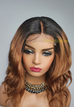 Load image into Gallery viewer, Short Curly Human Hair 4x4 lace closure glue less wig loose Wave  Peruvian hair 12inch Honey Blonde 1B 30 ombre