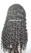 Load image into Gallery viewer, Deep wave 26inch peruvian hair 4x4 lace -closure glue less wig 250% density pre-plucked free parting