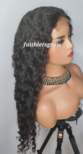 Deep wave 26inch peruvian hair 4x4 lace -closure glue less wig 250% density pre-plucked free parting