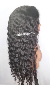 Deep wave 26inch peruvian hair 4x4 lace -closure glue less wig 250% density pre-plucked free parting