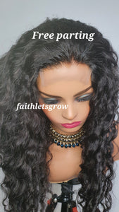 Deep wave 26inch peruvian hair 4x4 lace -closure glue less wig 250% density pre-plucked free parting