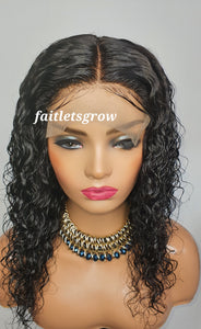 Deep Wave 5x5 lace closure glue-less Hair Wigs  150% Density brazilian Hair  14inch Pre Plucked layered  Natural Color