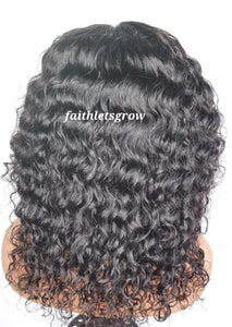 Deep Wave 5x5 lace closure glue-less Hair Wigs  150% Density brazilian Hair  14inch Pre Plucked layered  Natural Color