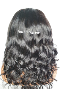 Loose wave 4x4 16inch virgin brazilian hair 180% density glue - less wig