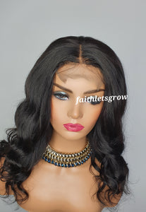 Loose wave 4x4 16inch virgin brazilian hair 180% density glue - less wig