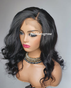 Loose wave 4x4 16inch virgin brazilian hair 180% density glue - less wig