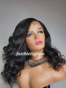 Loose wave 4x4 16inch virgin brazilian hair 180% density glue - less wig