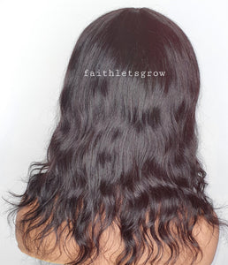 Bangs No lace loose wave wig 12inch full cover wig