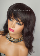 Load image into Gallery viewer, Bangs No lace loose wave wig 12inch full cover wig