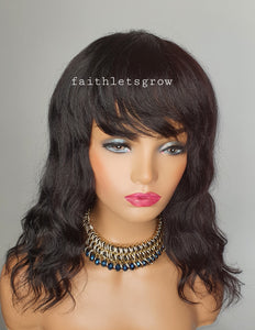 Bangs No lace loose wave wig 12inch full cover wig