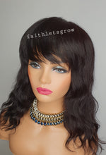 Load image into Gallery viewer, Bangs No lace loose wave wig 12inch full cover wig