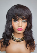 Load image into Gallery viewer, Bangs No lace loose wave wig 12inch full cover wig