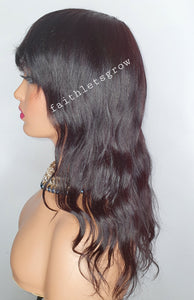 Bangs No lace loose wave wig 12inch full cover wig