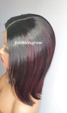 Load image into Gallery viewer, 4x4 Lace closure Wig 10inch with  Burgundy Highlights peruvian hair  pre - plucked