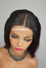 Load image into Gallery viewer, 4x4 Lace closure Wig 10inch with  Burgundy Highlights peruvian hair  pre - plucked