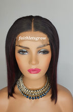 Load image into Gallery viewer, 4x4 Lace closure Wig 10inch with  Burgundy Highlights peruvian hair  pre - plucked