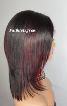 Load image into Gallery viewer, 4x4 Lace closure Wig 10inch with  Burgundy Highlights peruvian hair  pre - plucked