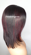 Load image into Gallery viewer, 4x4 Lace closure Wig 10inch with  Burgundy Highlights peruvian hair  pre - plucked