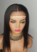 Load image into Gallery viewer, 4x4 Lace closure Wig 12inch with  Burgundy Highlights peruvian hair  pre - plucked