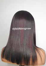 Load image into Gallery viewer, 4x4 Lace closure Wig 12inch with  Burgundy Highlights peruvian hair  pre - plucked