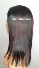 Load image into Gallery viewer, 4x4 Lace closure Wig 12inch with  Burgundy Highlights peruvian hair  pre - plucked