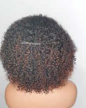 Load image into Gallery viewer, Julia 9 x4 lace wig kinky curly hair custom coloured 12inch