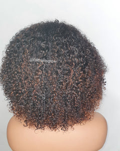 Julia 9 x4 lace wig kinky curly hair custom coloured 12inch