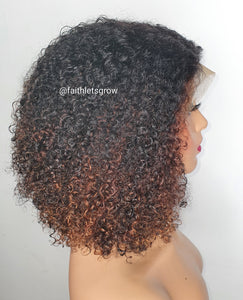 Julia 9 x4 lace wig kinky curly hair custom coloured 12inch